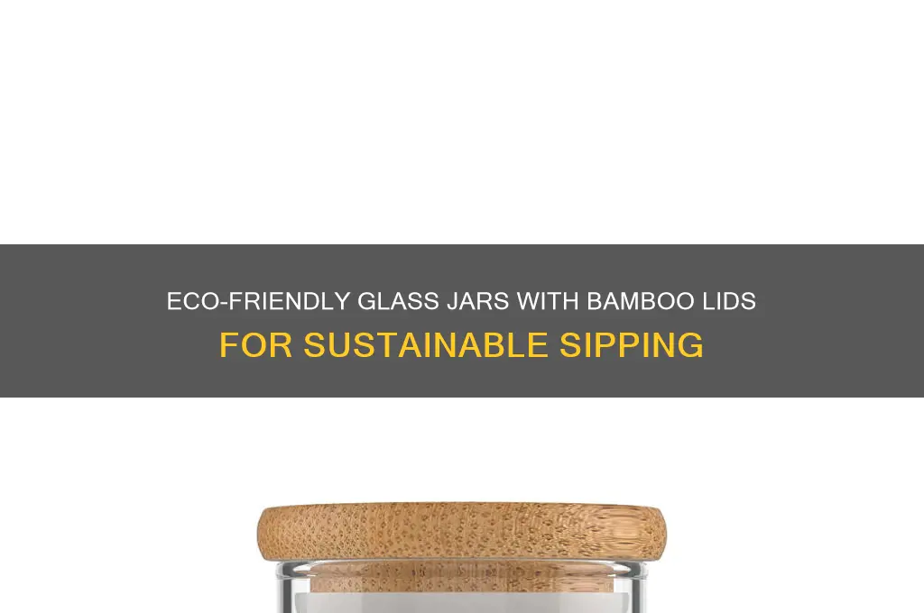 glass drinking jar with bamboo lid