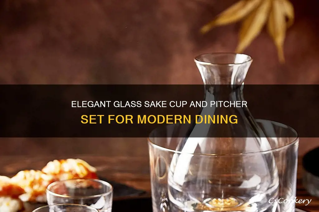 glass sake cup and pitcher
