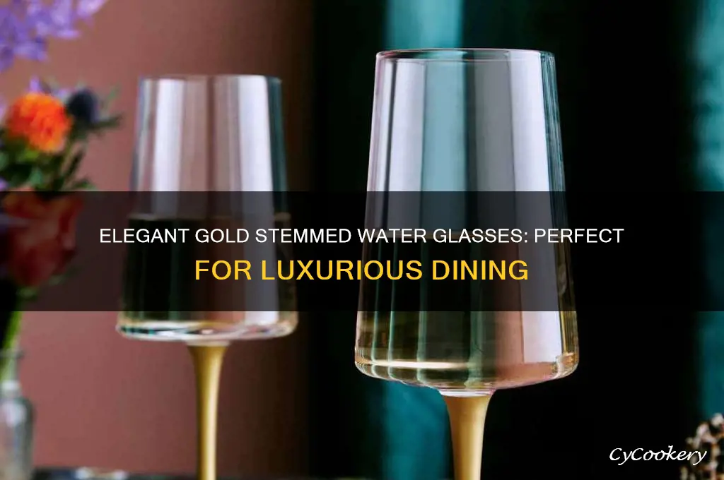 gold colored water glasses with stem