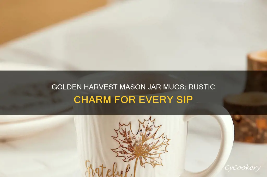 golden harvest mason jar drinking mugs