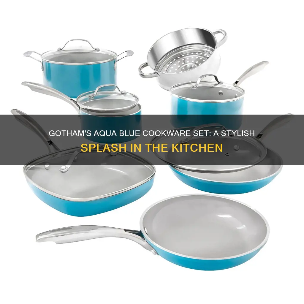 gotham aqua blue cookware set