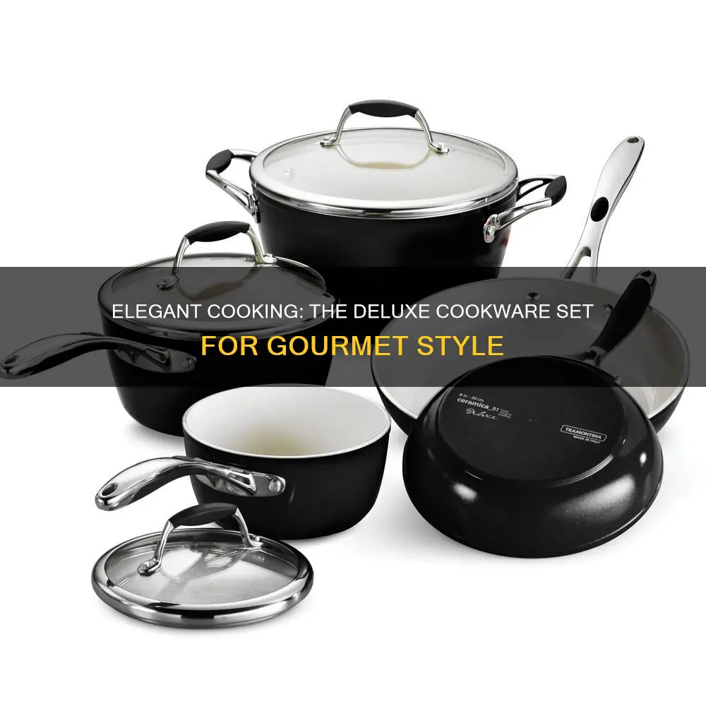 gourmet ceramica deluxe 10-piece cookware set in metallic black