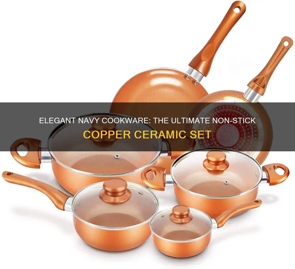 grand innovation 11-pc non-stick copper coated ceramic navy cookware set