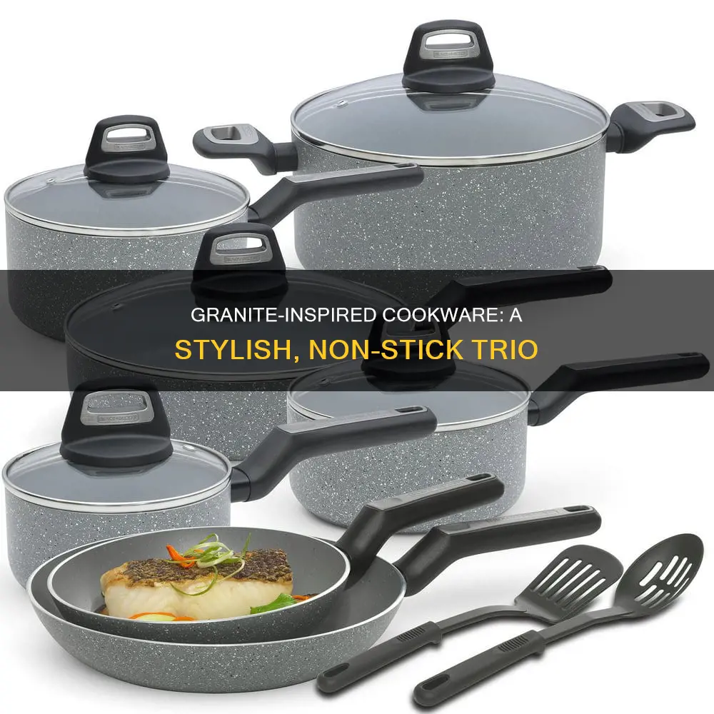 granite induction base non stick cookware set 3 pcs