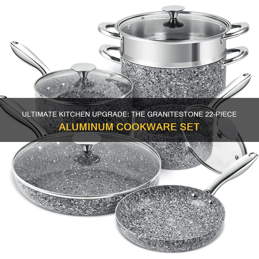 granitestone 22-piece non-stick aluminum cookware set with utensils