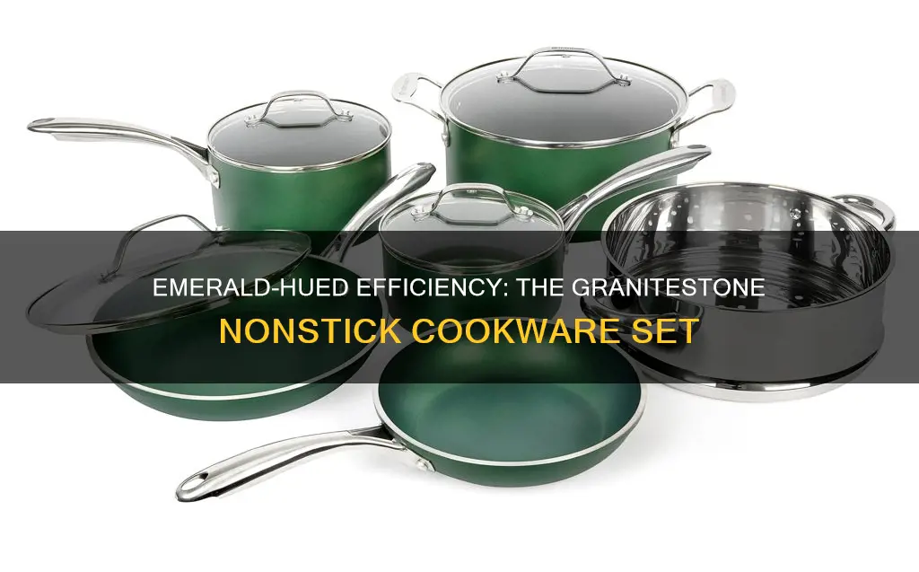 granitestone emerald nonstick durable cookware set with glass lids