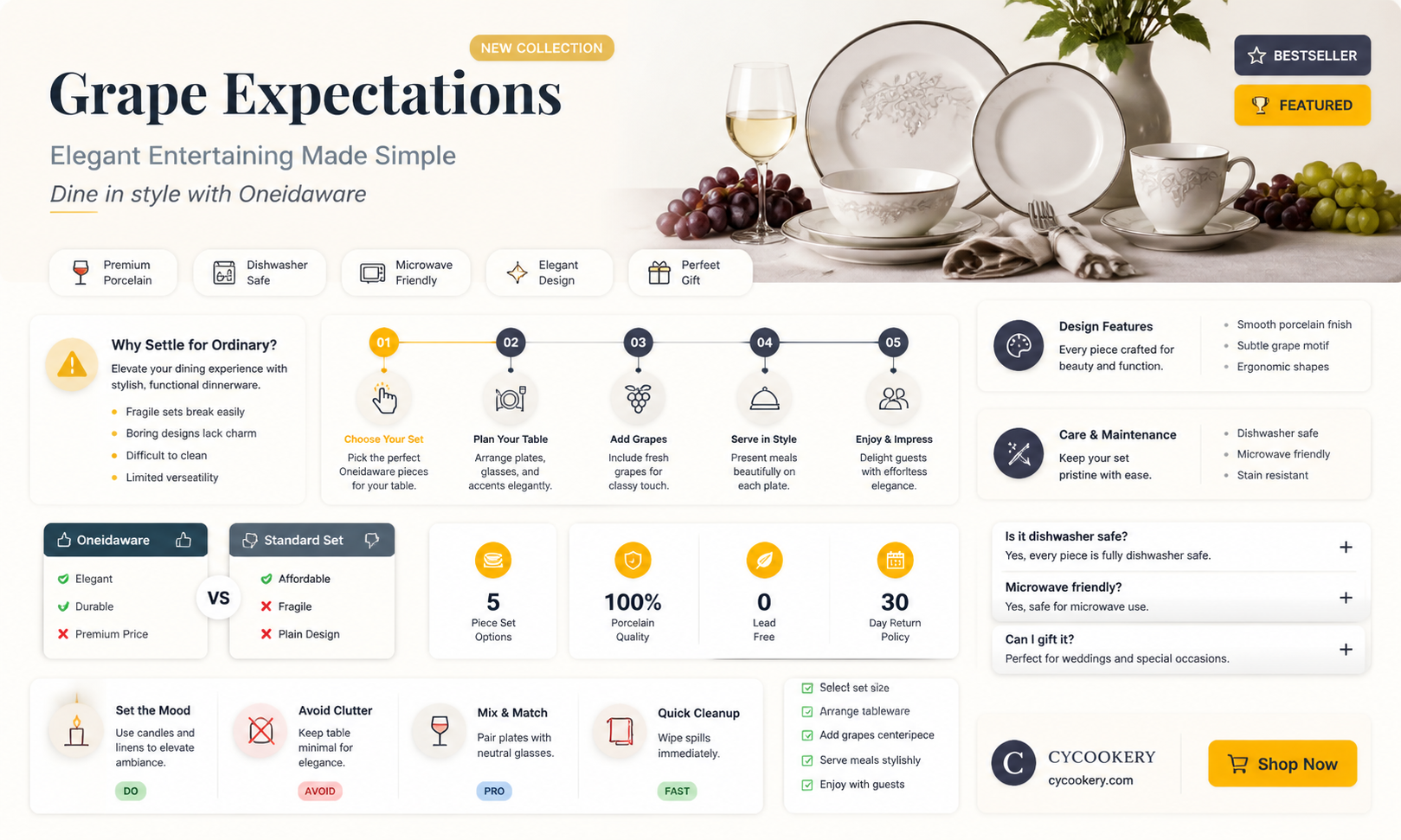 32 piece grape leaf oneidaware dinnerware set