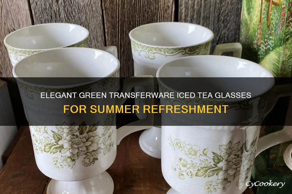 green transferware ice tea glasses