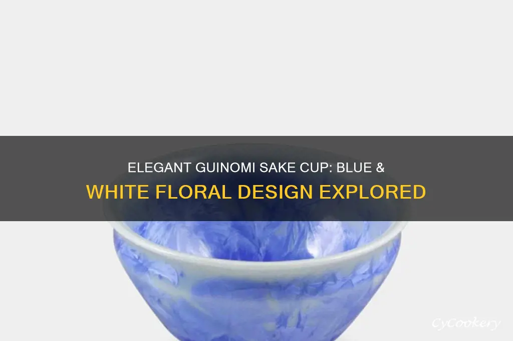 guinomi sake cup with flowers blue and white