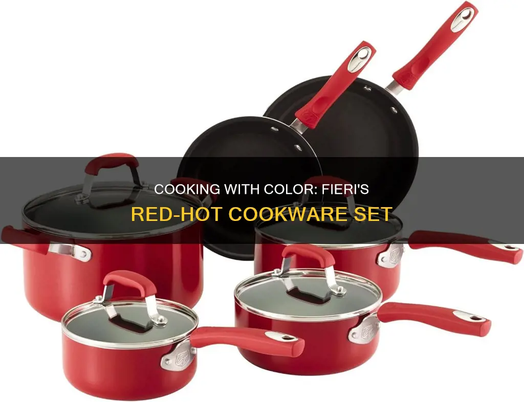 guy fieri 5099783 10 piece nonstick cookware set red