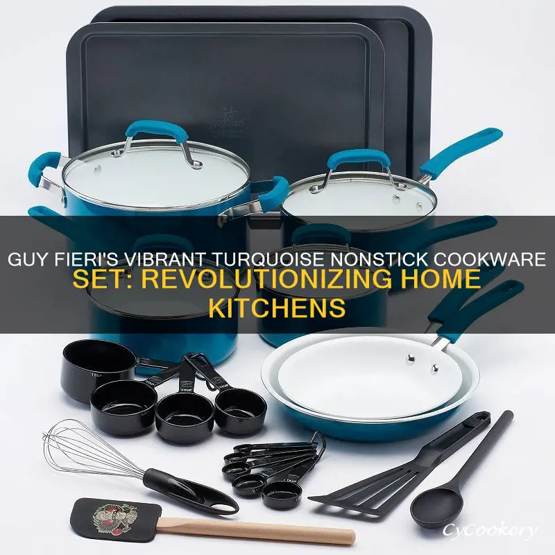 guy fieri nonstick cookware set turquoise