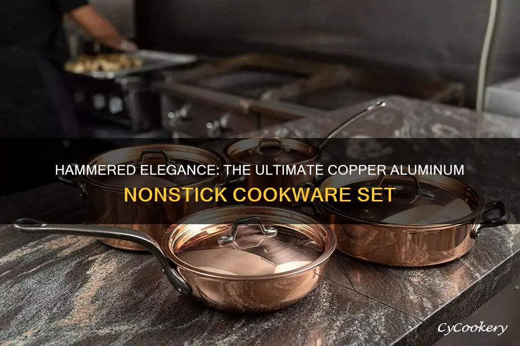 hammered copper 17-piece aluminum nonstick cookware set