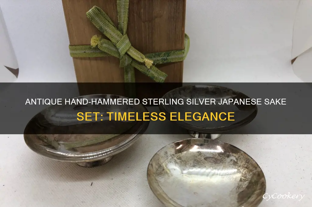 hand hammered sterling japanese sake set antique