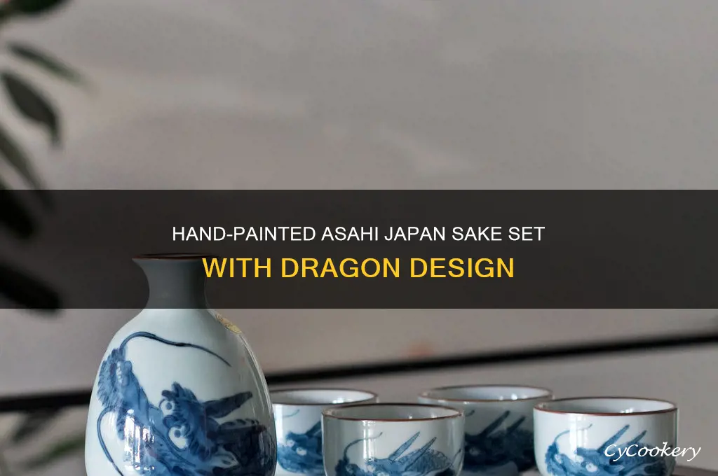 hand paintrd asahi japan sake set dragon