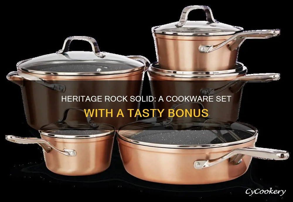 heritage the rock non-stick cookware set with bonus roaster