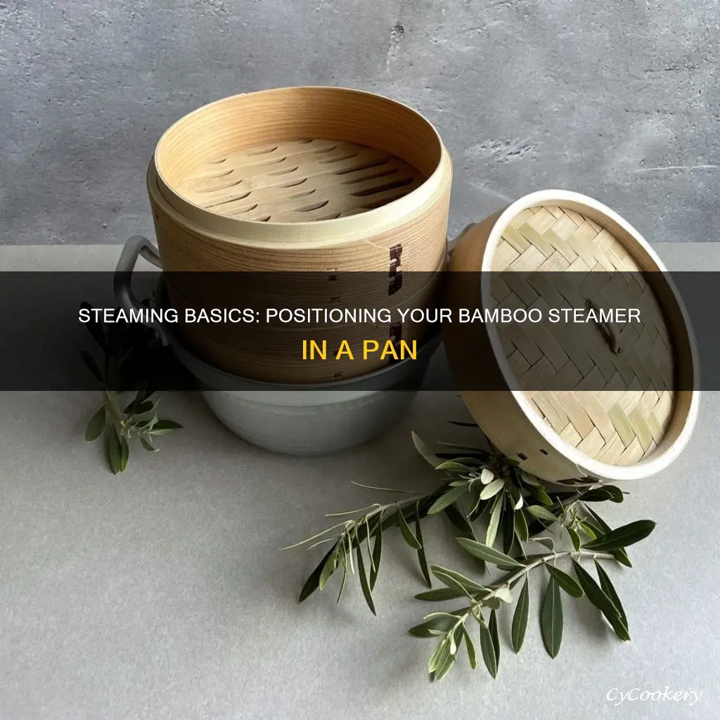 how a bamboo steamer should sit in a pan