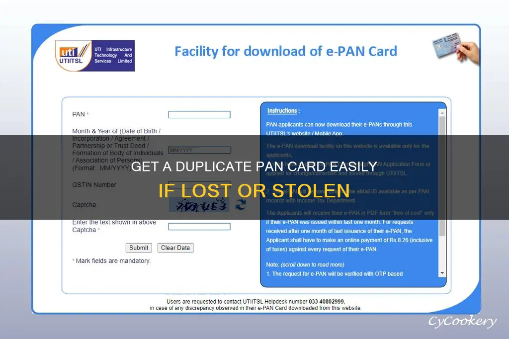 how can I get duplicate pan card if lost