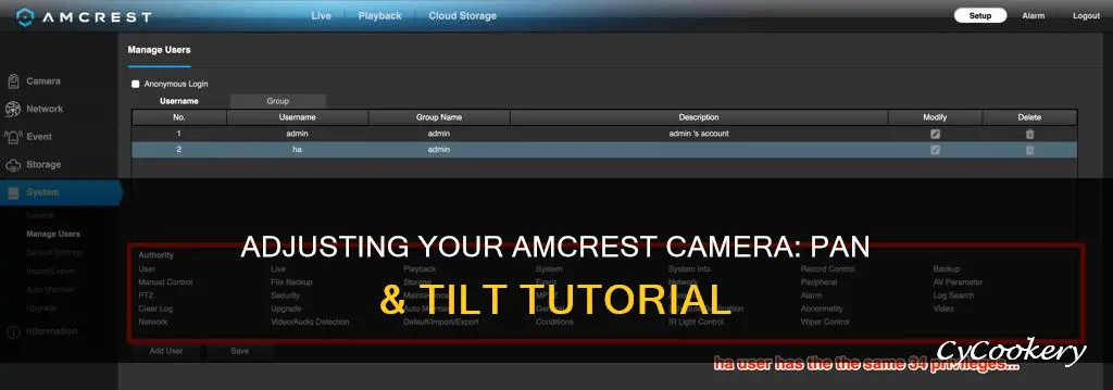 how do I pan or tilt my amcrest cmera