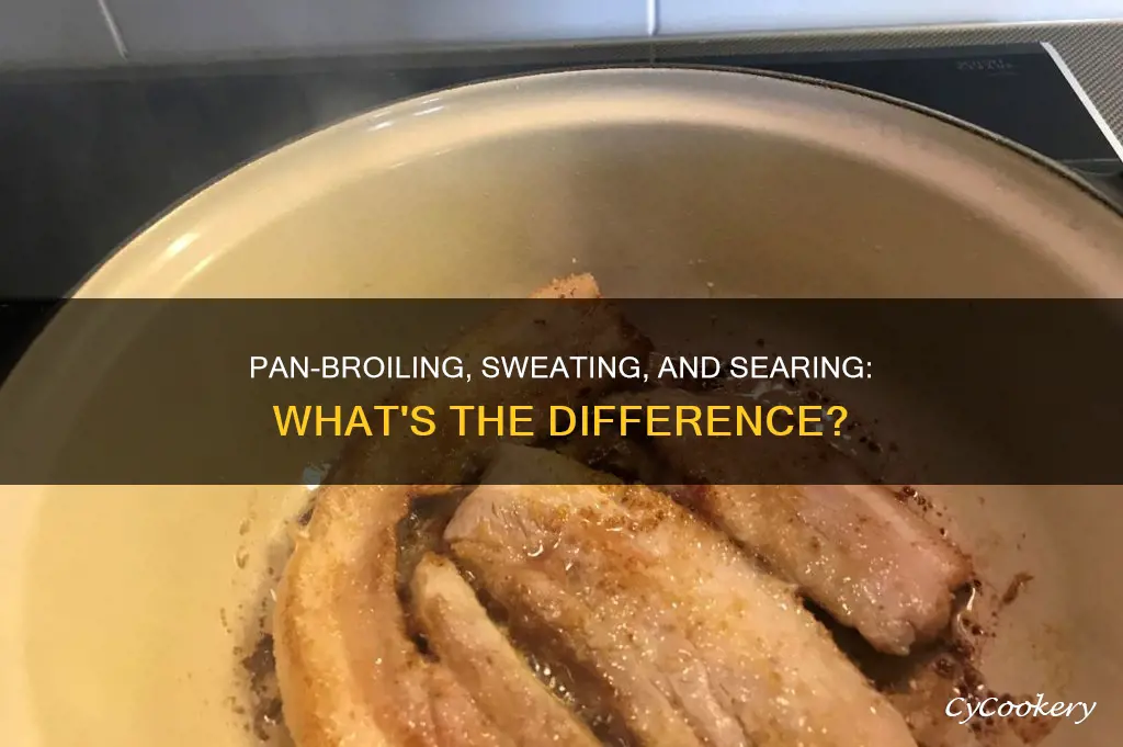 how do searing pan-broiling and sweating differ from sautéing