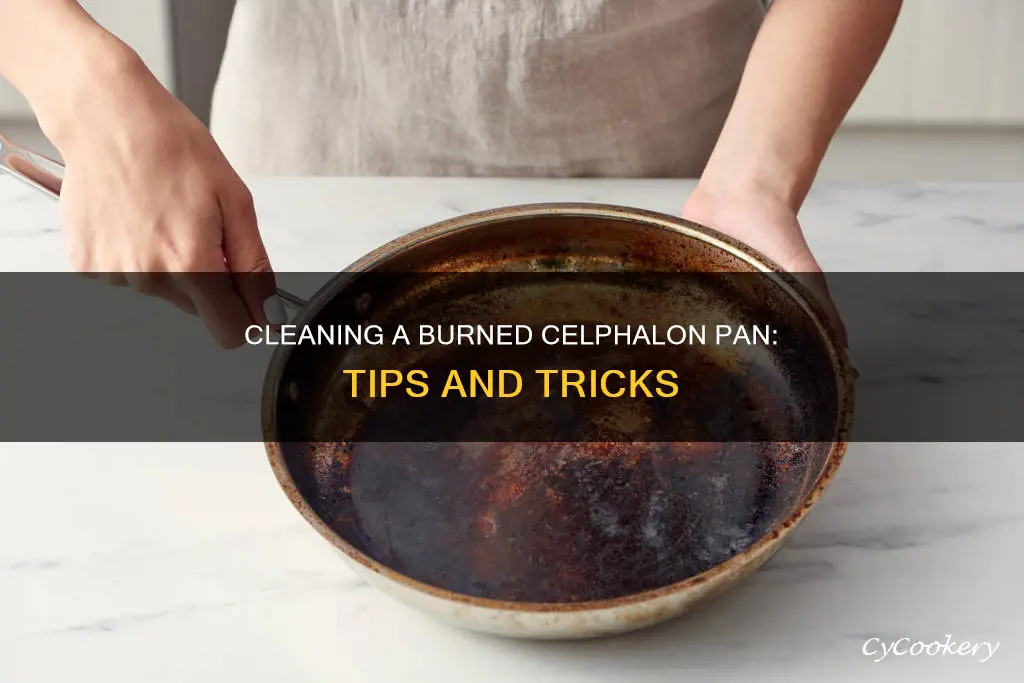 how do you clean a burned celphalon pan