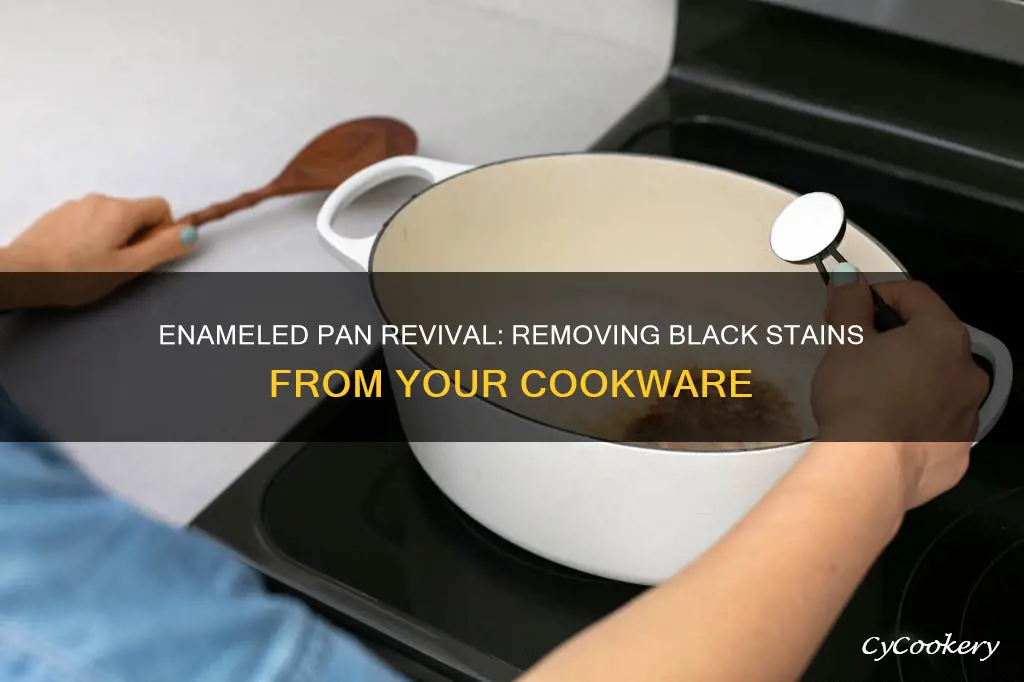 how do you remove black from enameled pans