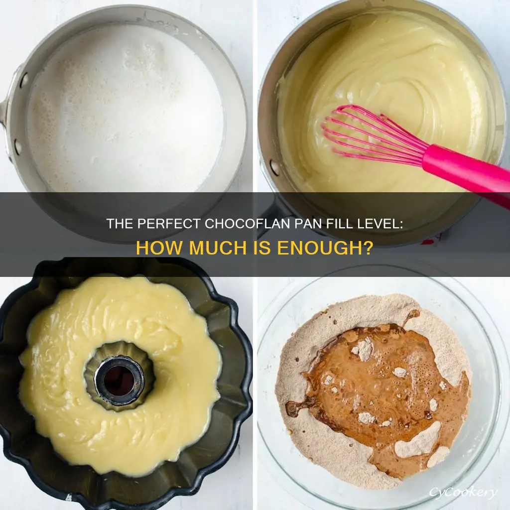 how full do I fill chocoflan pan