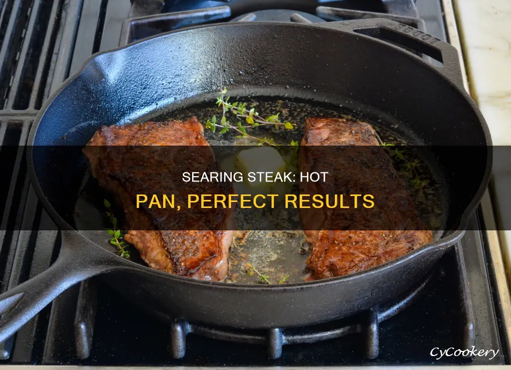 how hot do you need your pan to seer steak