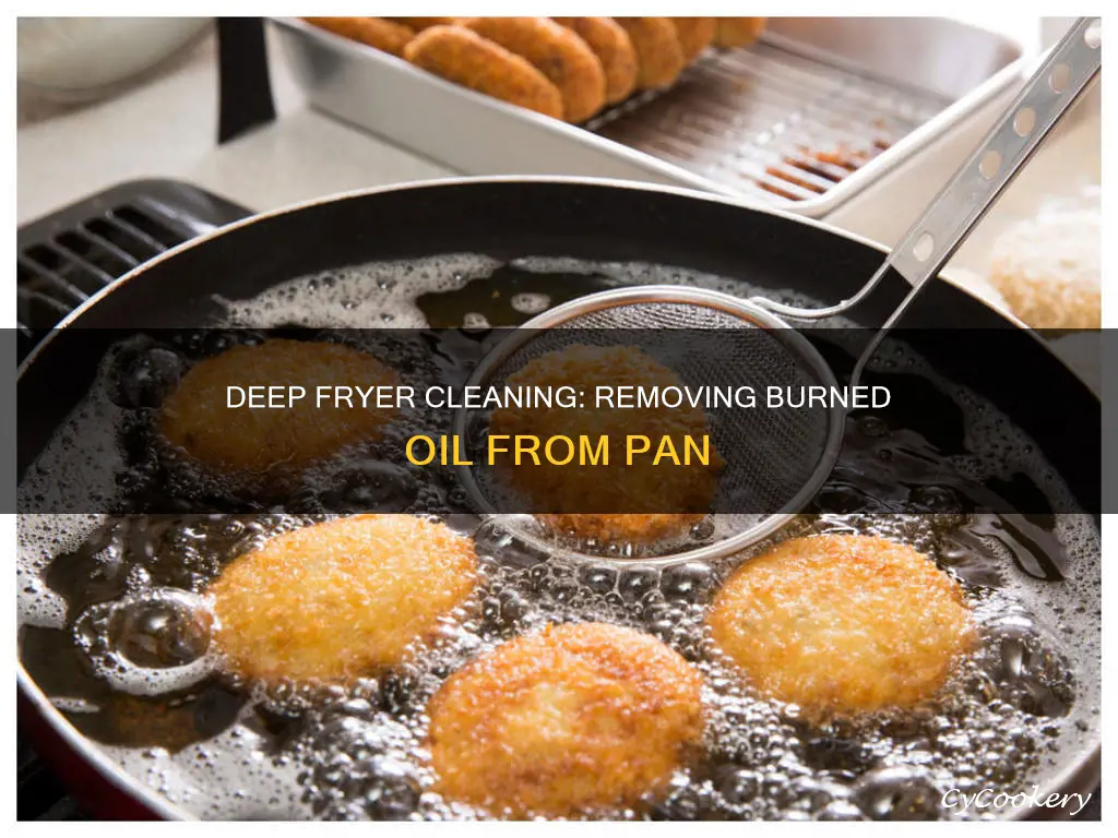 how ito cleandeep fryer pan with burned on oil