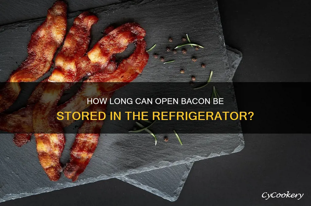 how ling can open bacon be stored in the refrigerator