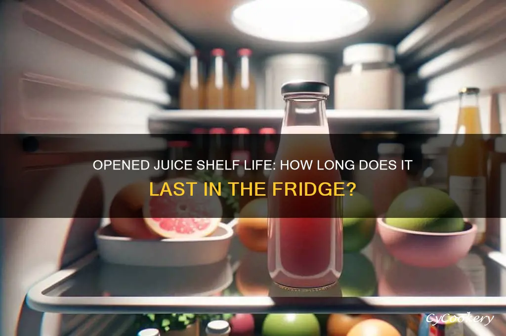 how long can juice be kept in the refrigerator opened