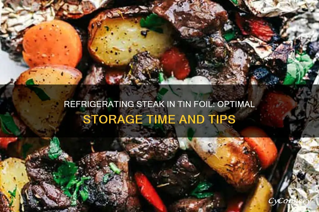 how long can steak be refrigerated with tin foil