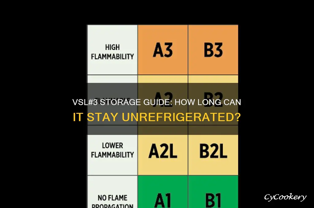 how long can vsl3 stay out of refrigerator
