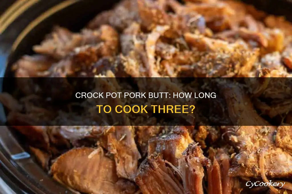 how long to cook 3 pork butt in crock pot