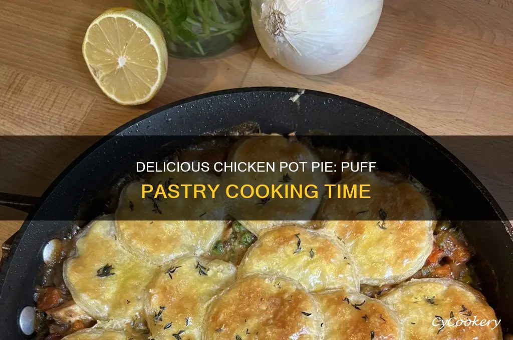 how long to cook chicken pot pie with puff pastry