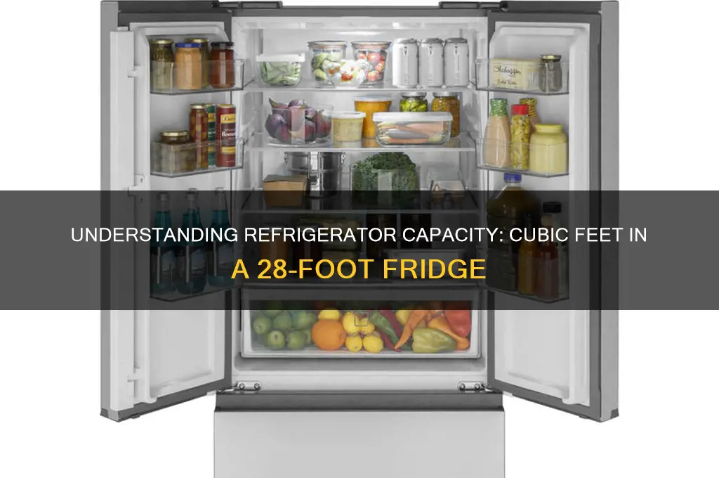how many cubic ft in a 28 ft refrigerator
