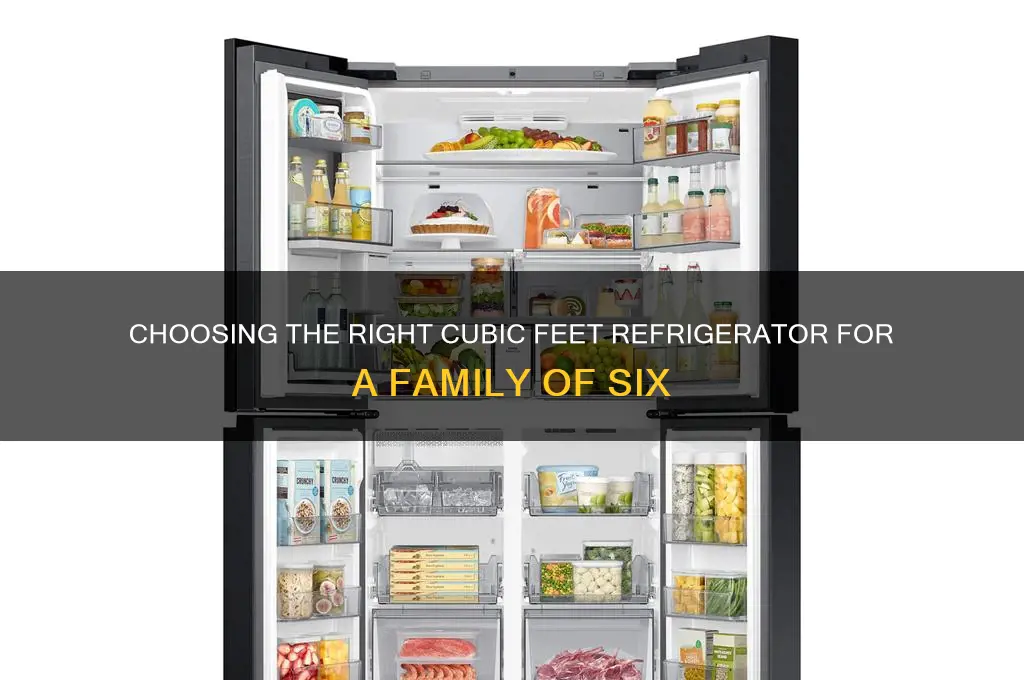 how many cubit feet refrigerator for family of 6