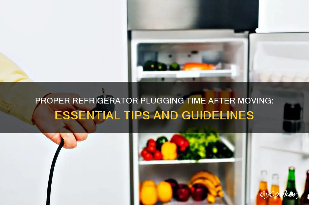 how many hours to plug refrigerator after moving