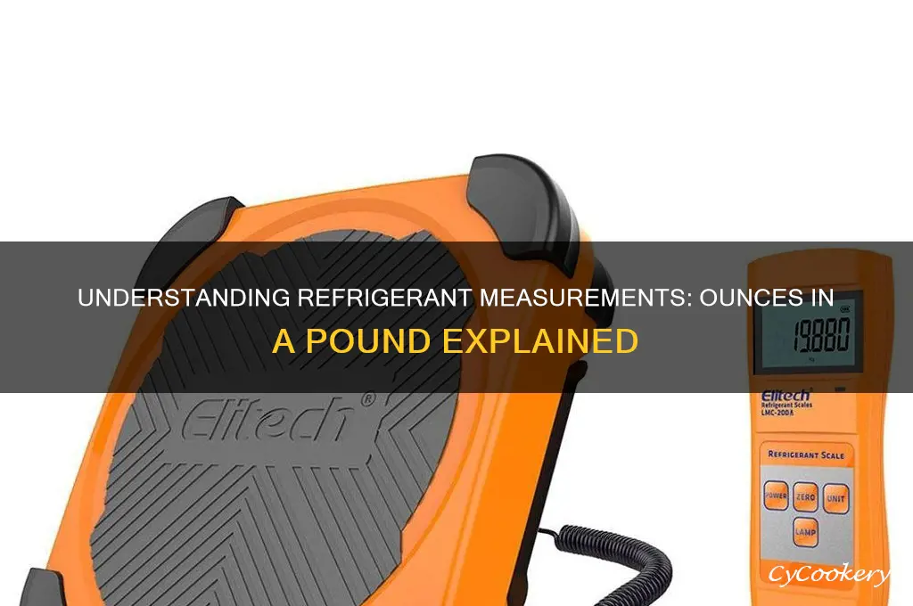 how many ounces are in a pound of refrigerant