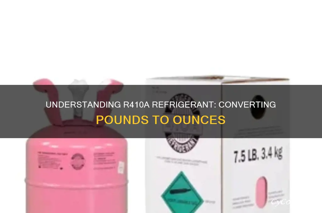 how many oz in a pound of r410a refrigerant