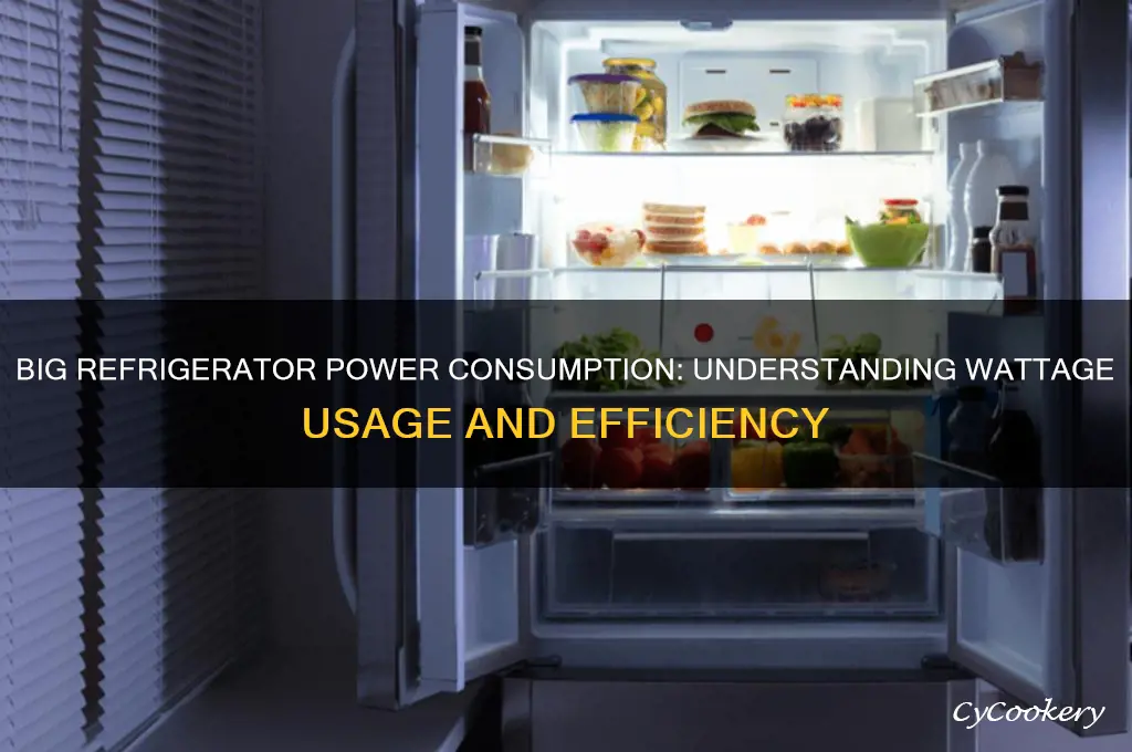 how many watts does a big refrigerator use