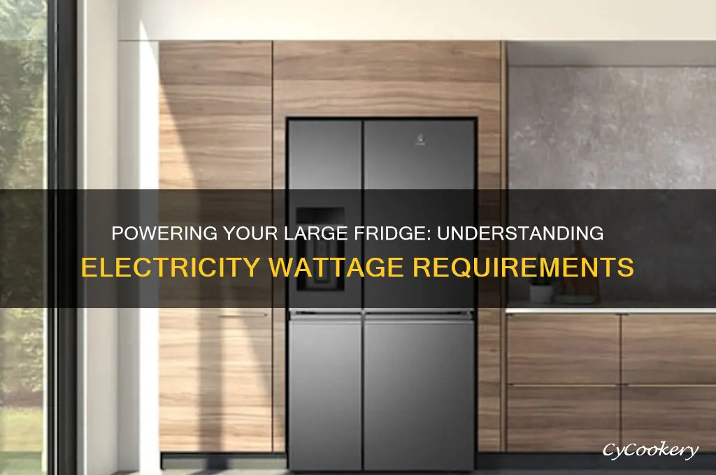 how manywatts of electricty to run a large refrigerator