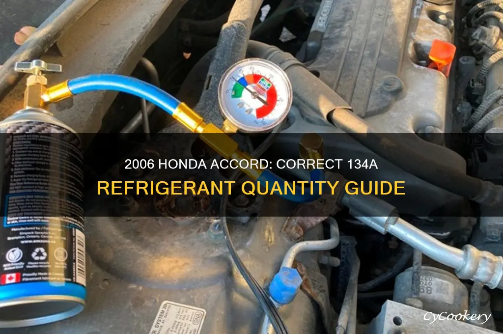 how much 134a refrigerant for 2006 honda accord