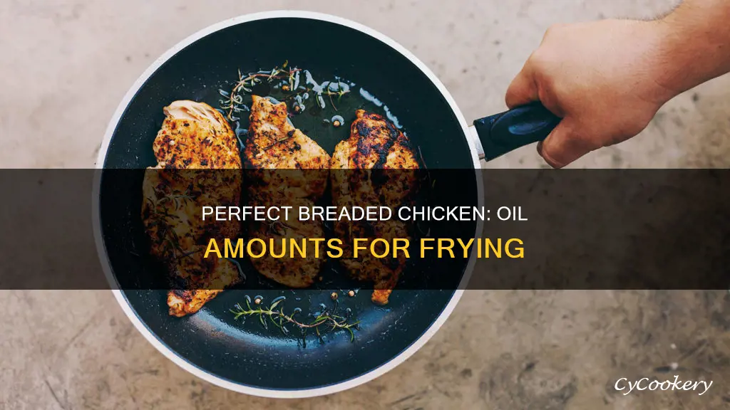 how much oil in pan for breaded chicken