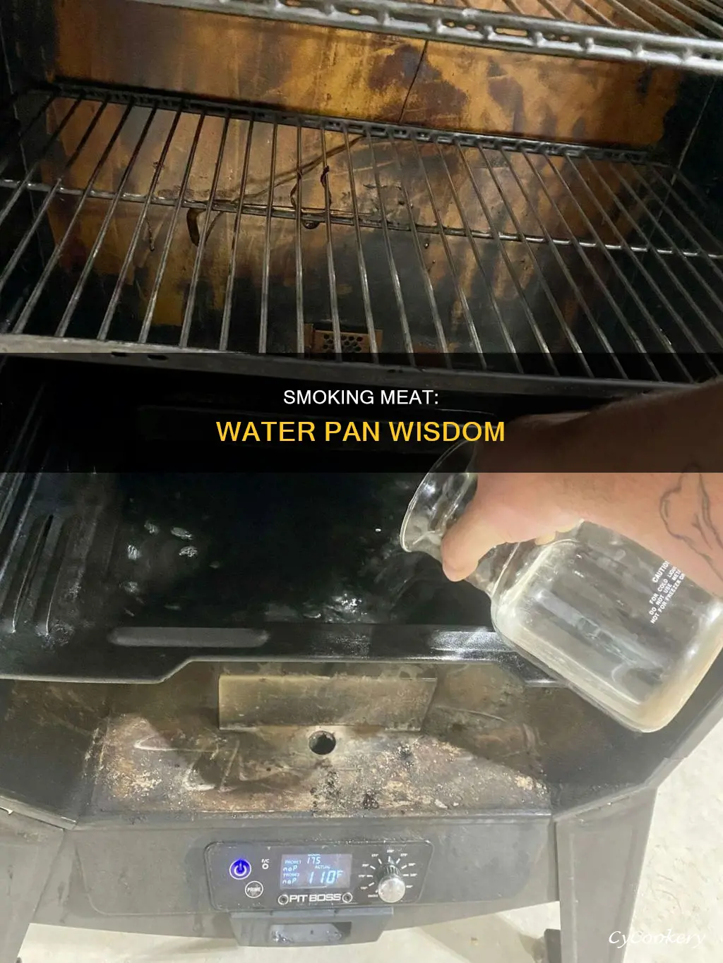 how much water pan smoking meat