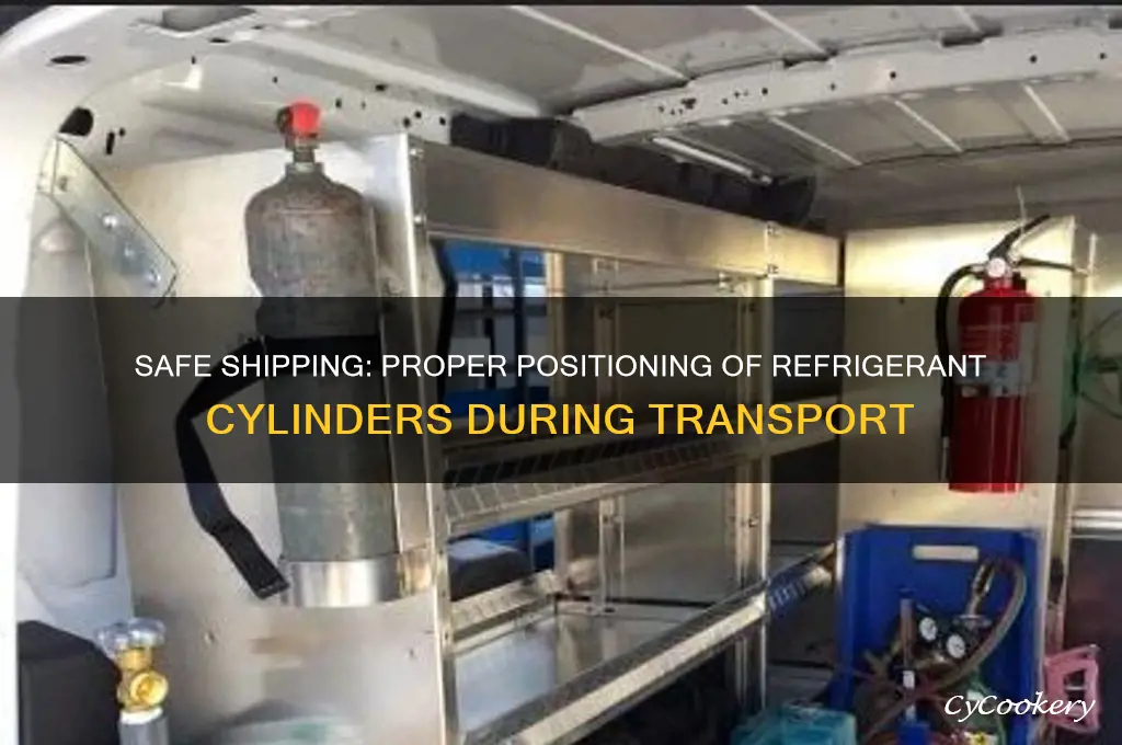 how should refrigerant cylinders be positioned when shipped