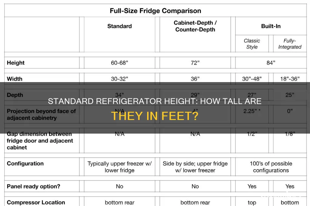 how tall is a refrigerator in feet