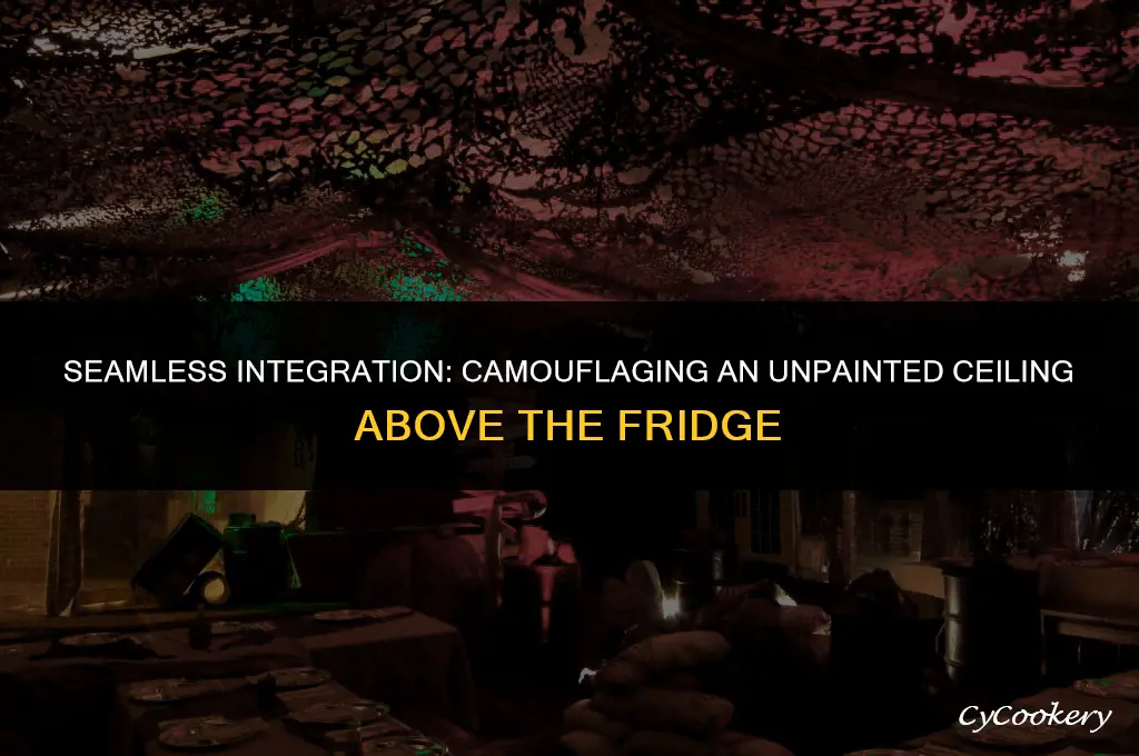 how to camaflogue a unpainted ceiling above the refrigerator