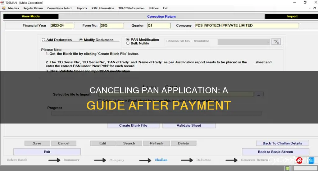 how to cancel pan application after payment