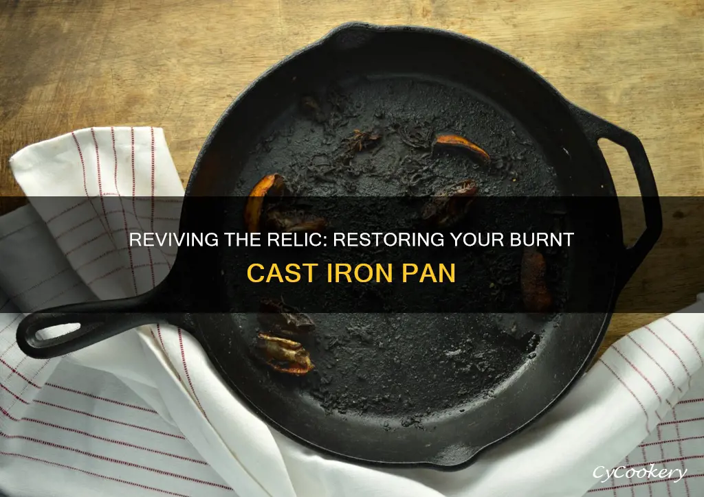 how to celan a burnt cast iron pan