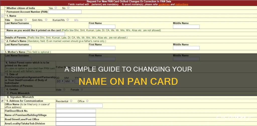 how to change name in pan